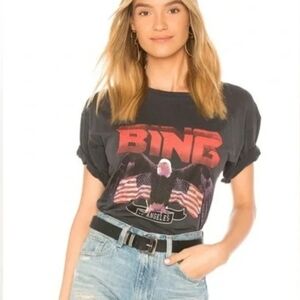 Anine Bing Charcoal Tee with Eagle and Red Graphic